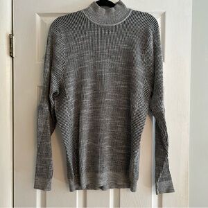 Calibrate Gray Ribbed Men's Sweater 100% cotton turtleneck size Large